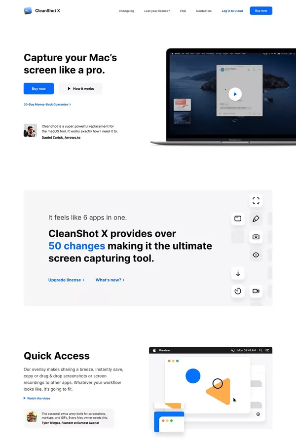 CleanShot X for Mac - Landing design inspiration