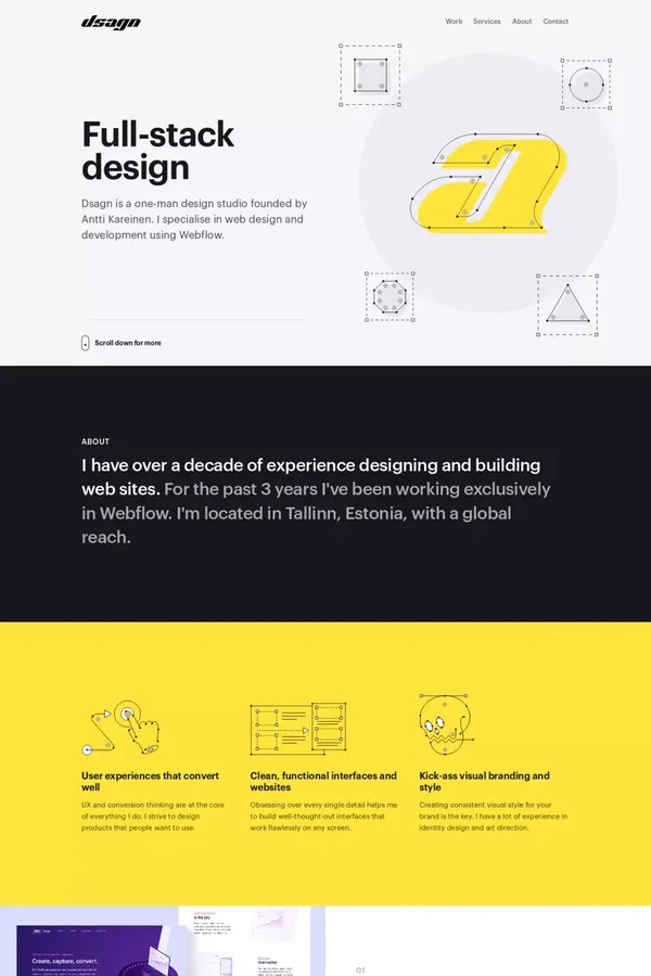 Dsagn – A Webflow design studio - Portfolio design inspiration
