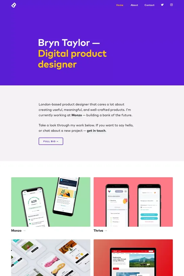 Bryn Taylor — London-based product designer ✨ - Portfolio design inspiration