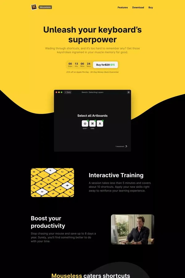 Mouseless - Landing design inspiration