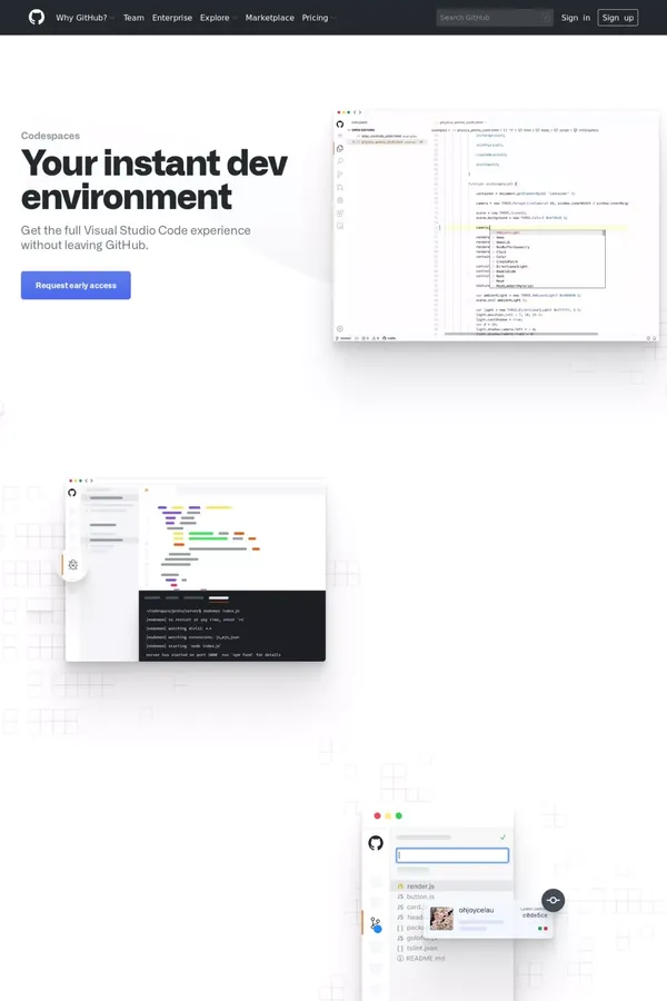Codespaces · GitHub - website design inspiration
