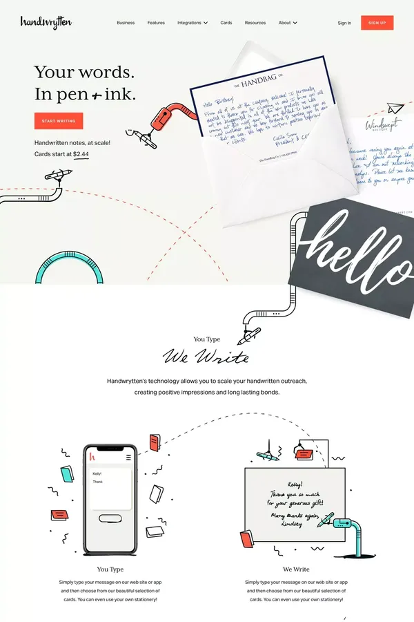 Handwrytten - Handwritten Notes Platform - Landing design inspiration