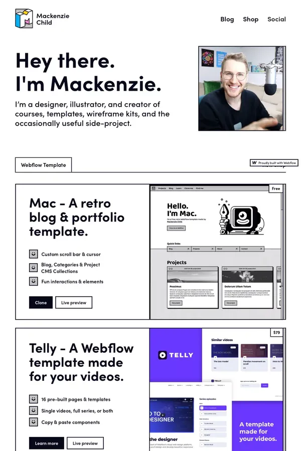 Mackenzie Child - Design, Illustration & Webflow - Portfolio design inspiration