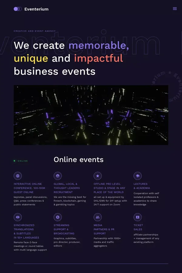 Eventerium. Creative & Event Agency - website design inspiration