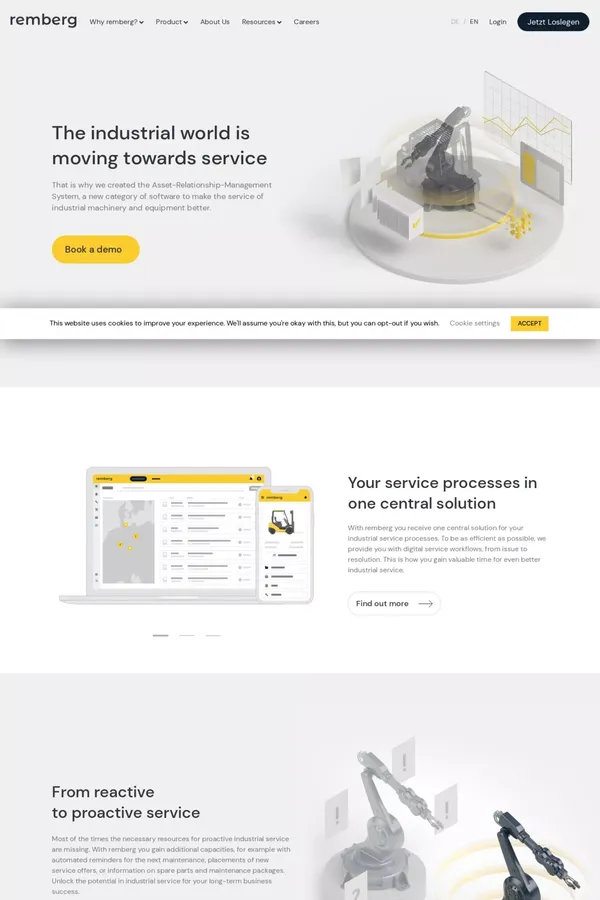 Home – remberg | Für besseren Service in der Industrie - website design inspiration