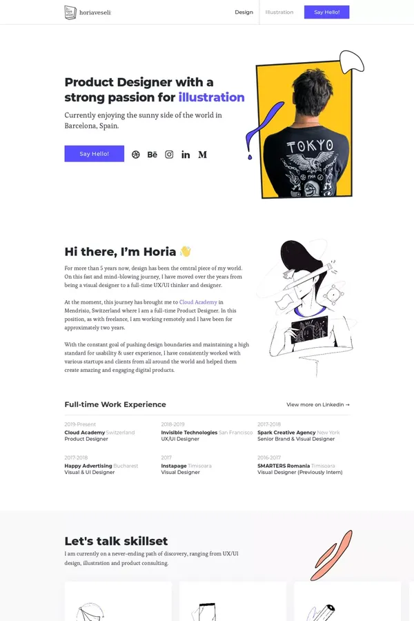Horia Veselin - Product Designer and Illustrator - Portfolio design inspiration
