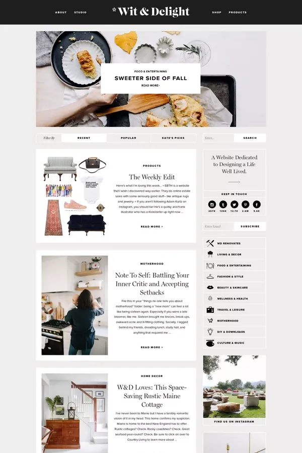 Wit & Delight - A Lifestyle Blog - Blog design inspiration