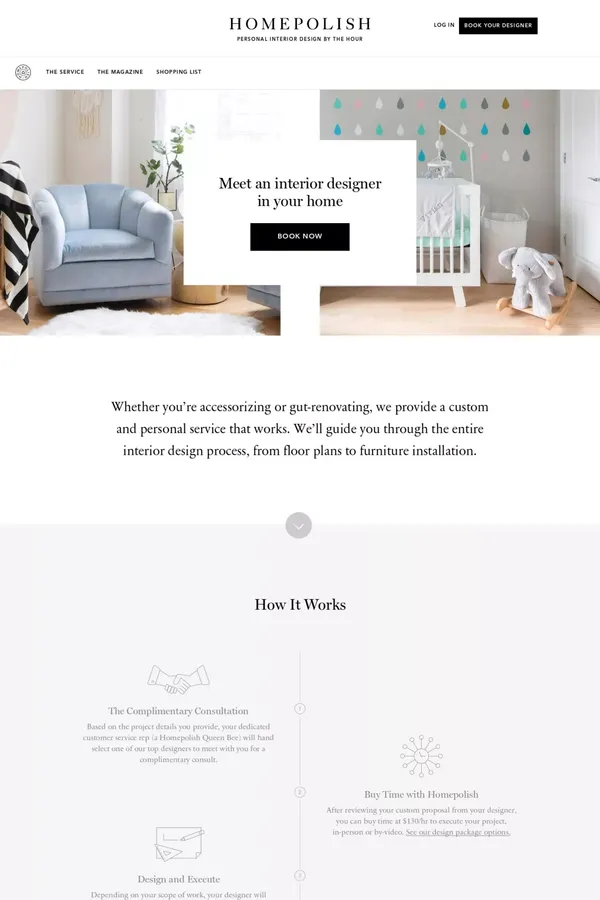 Homepolish: Online and In-Home Interior Design by the Hour - Landing design inspiration
