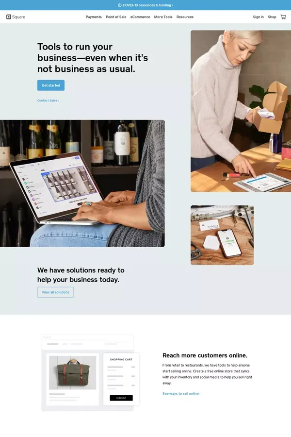 Square: Solutions & Tools to Grow Your Business - Landing design inspiration
