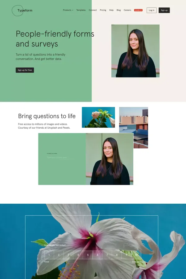 The future of forms is here | Typeform - Landing design inspiration