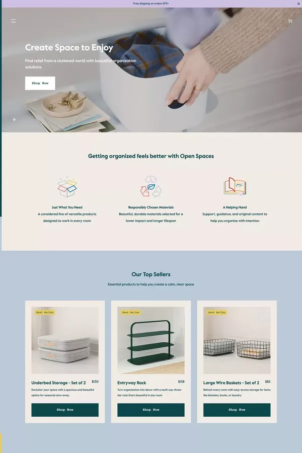 Create Space to Enjoy | Open Spaces - Ecommerce design inspiration