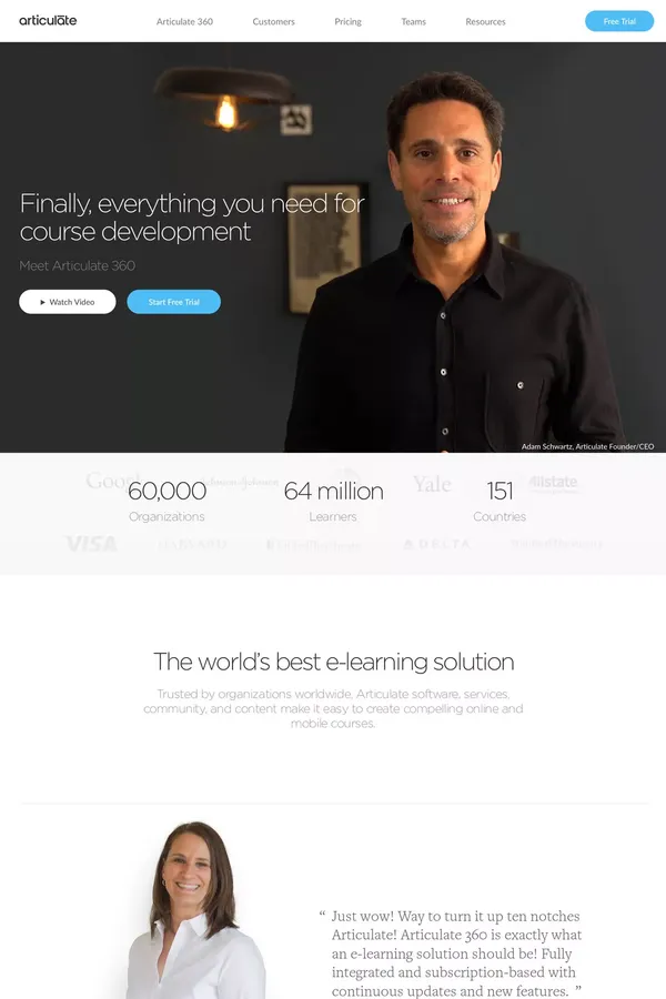 E-Learning Software and Authoring Tools - Articulate - Landing design inspiration