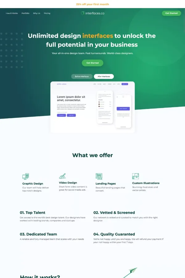 Interfaces: Your all-in-one design team - Landing design inspiration