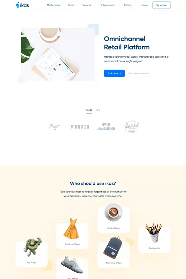 ikasPOS - Omnichannel Retail Platform - Landing design inspiration