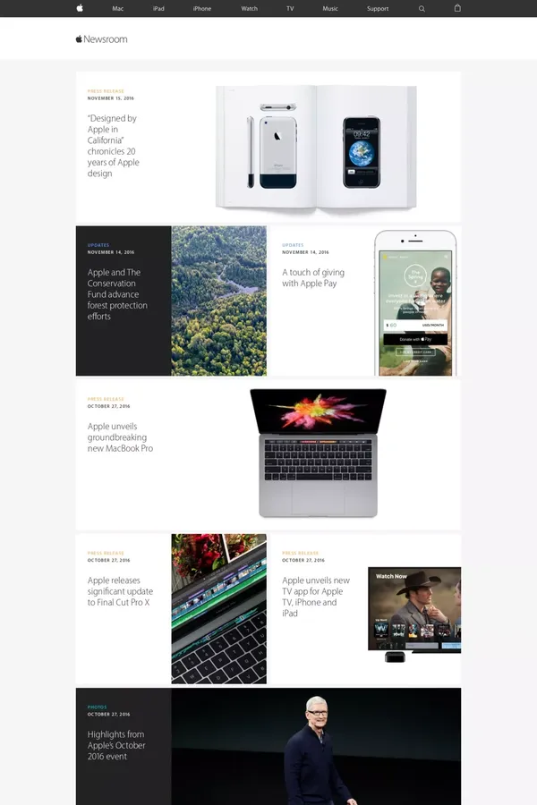 Newsroom - Apple - Blog design inspiration