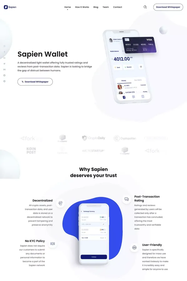 Welcome To Sapien Wallet © The Greatest Sapien Project - Landing design inspiration