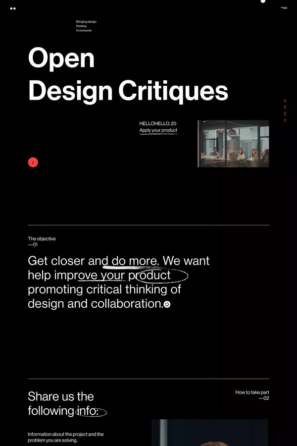 ++ hellohello — Open Design Critiques - Landing design inspiration