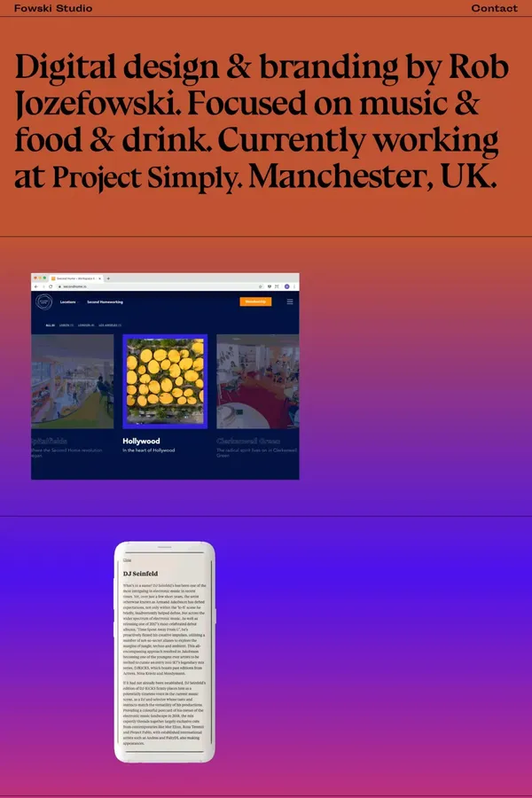 Fowski Studio - Digital design & branding with a focus on music & food & drink.  Currently working at Project Simply. Manchester, UK. - website design inspiration