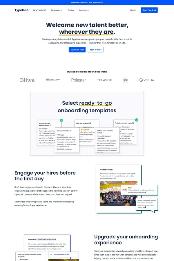 Typelane | Employee Onboarding & Offboarding - Landing design inspiration