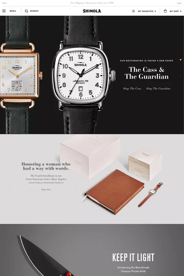 Shinola – Official Site  | Shinola® Detroit - Ecommerce design inspiration