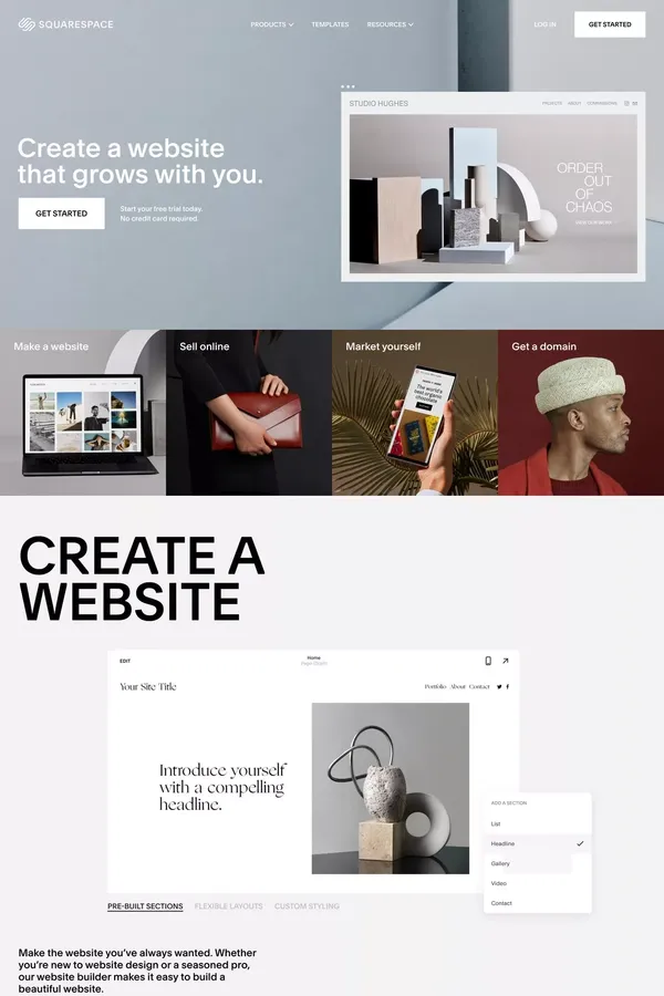 Build a Website – Website Builder – Squarespace - Landing design inspiration