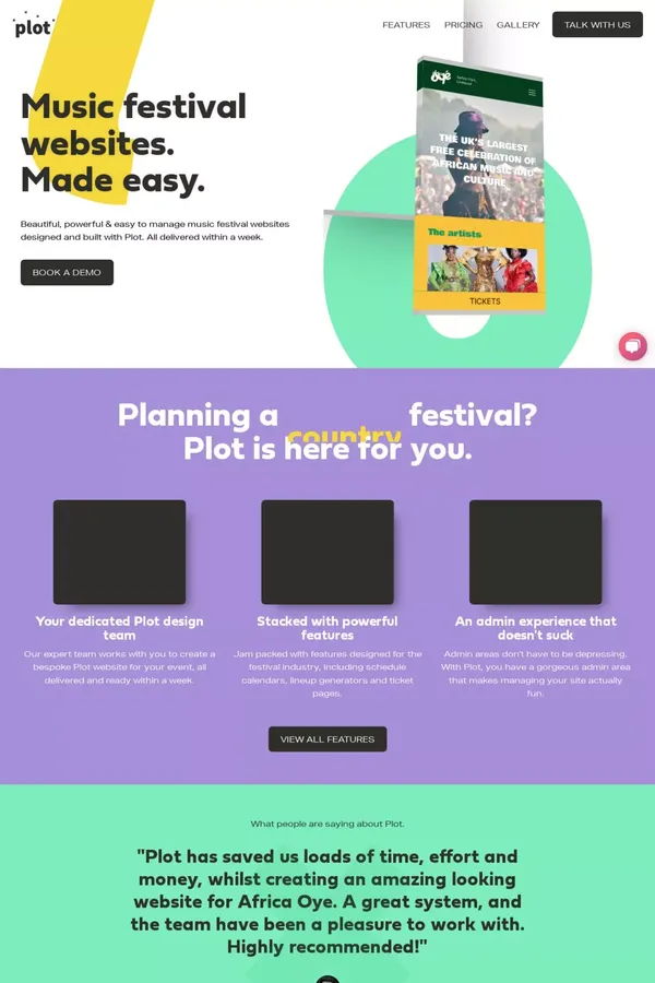 Music Festival Websites built with Plot - website design inspiration