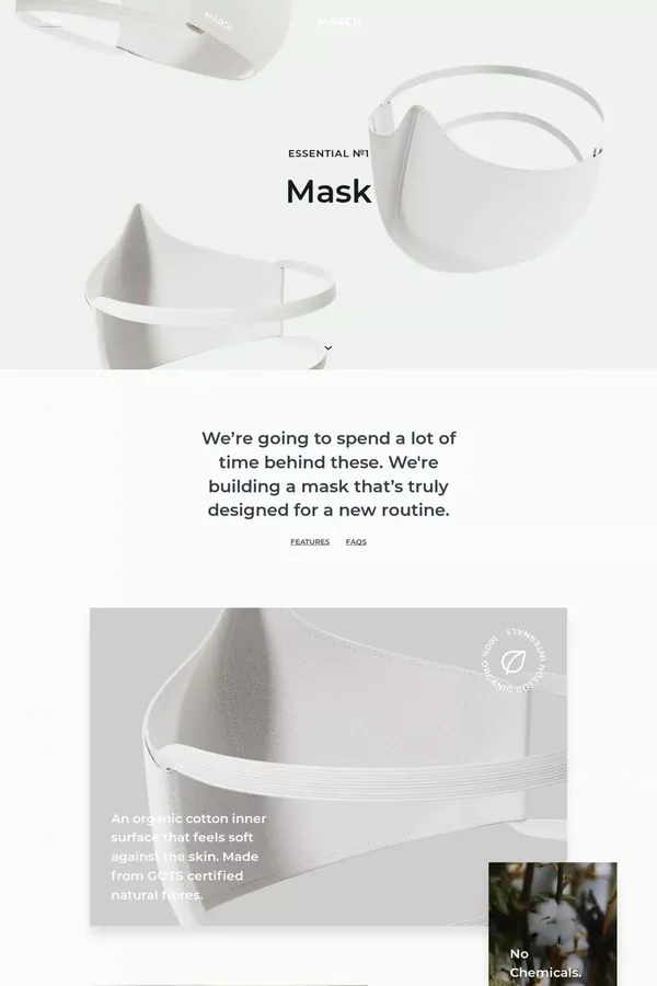 March – Mask - Landing design inspiration
