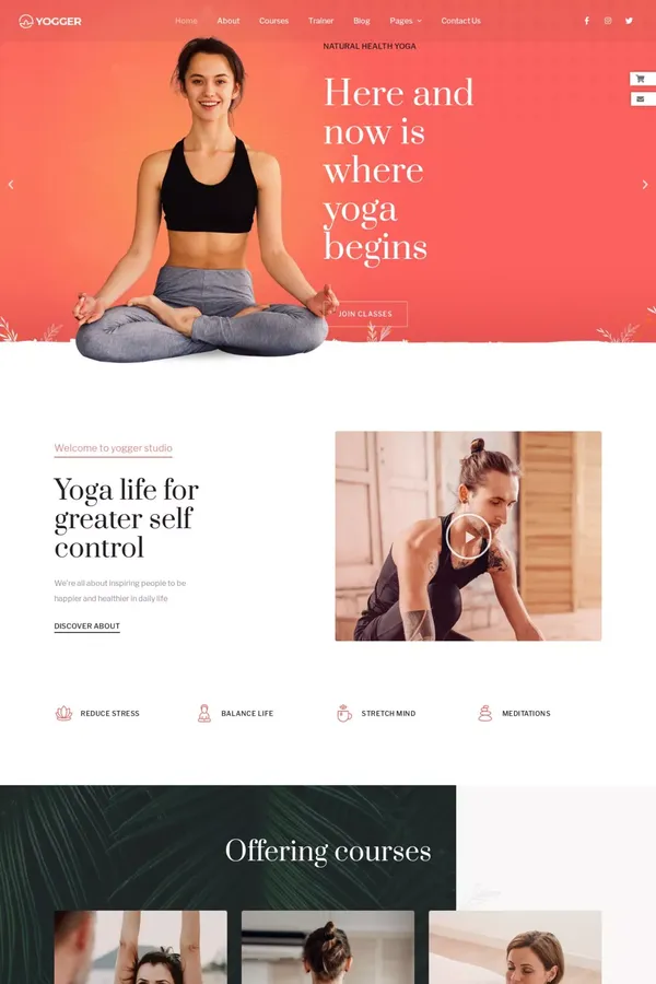 Yogger – Meditation and Yoga Elementor Template Kit - Landing design inspiration