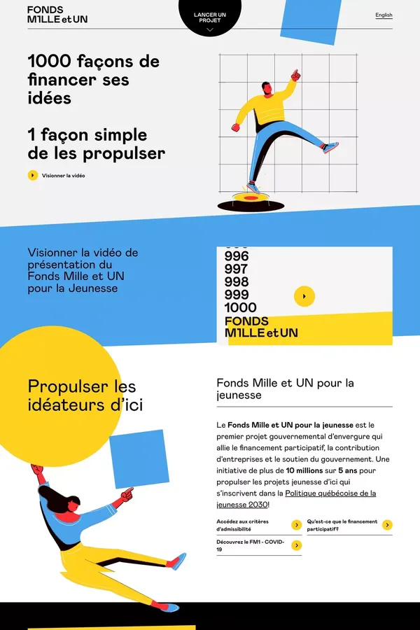 Fonds Mille et UN pour la jeunesse - Landing design inspiration