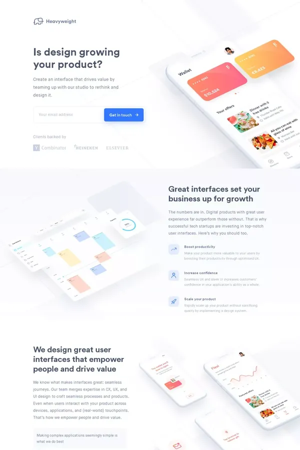 Heavyweight — Intuitive interfaces for tech startups - Landing design inspiration