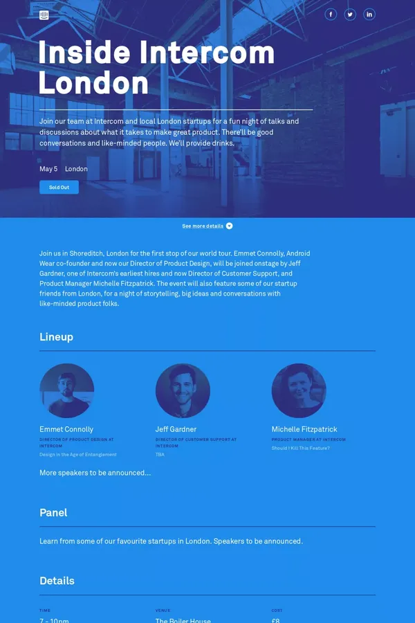 Inside Intercom London | The Inside Intercom World Tour - Landing design inspiration