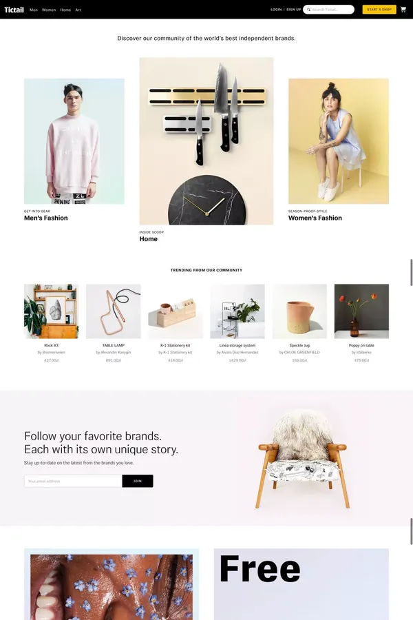 Tictail - Discover our community of the world's best independent brands - Ecommerce design inspiration