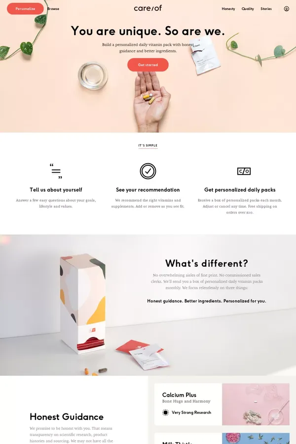 Care/of - Landing design inspiration