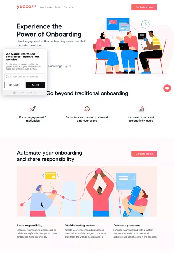 yuccaHR | Employee onboarding software - website design inspiration