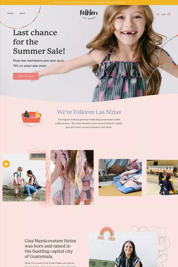 Folklore Las Niñas | Girlswear that Gives Back - Ecommerce design inspiration