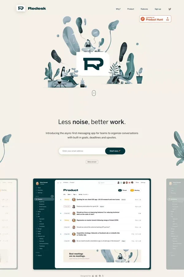 Introducing Redesk Beta - Landing design inspiration