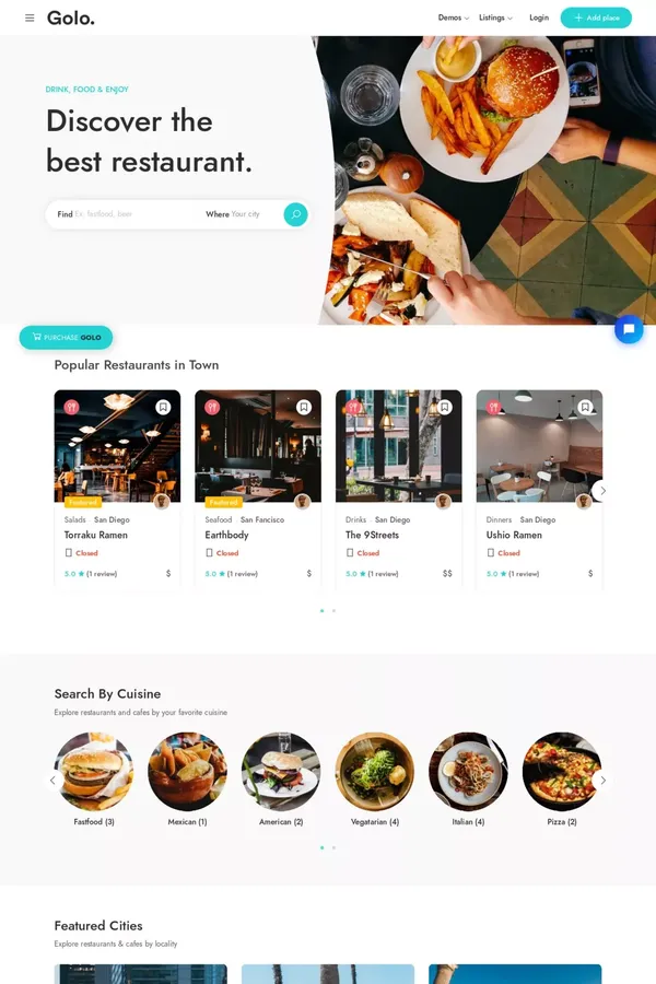 Restaurant Listing – WordPress Theme - website design inspiration