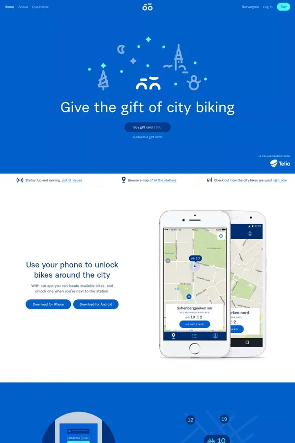 Oslo City Bike - Landing design inspiration
