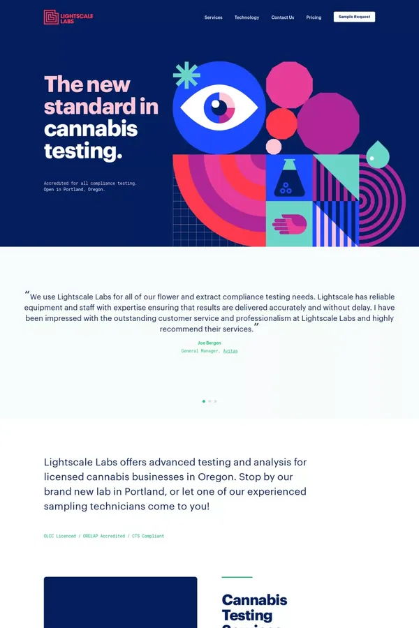 Lightscale Labs - Cannabis Testing - Portland, Oregon - Landing design inspiration