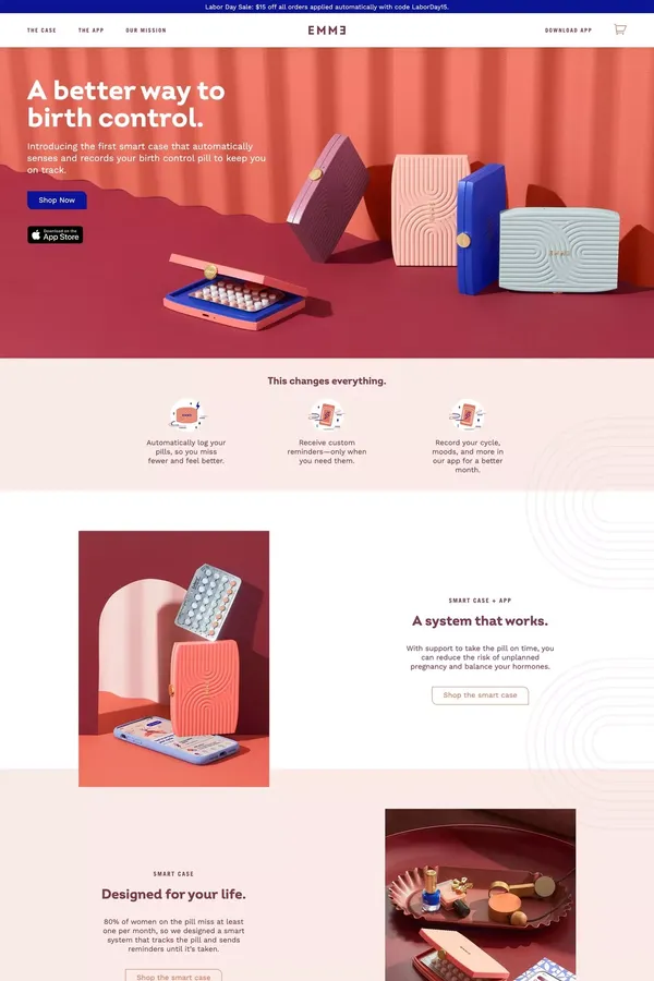Emme Helps You Miss Fewer Birth Control Pills - Ecommerce design inspiration