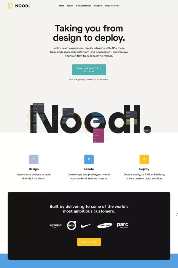 Noodl: Low-code for when experiences matter - Landing design inspiration