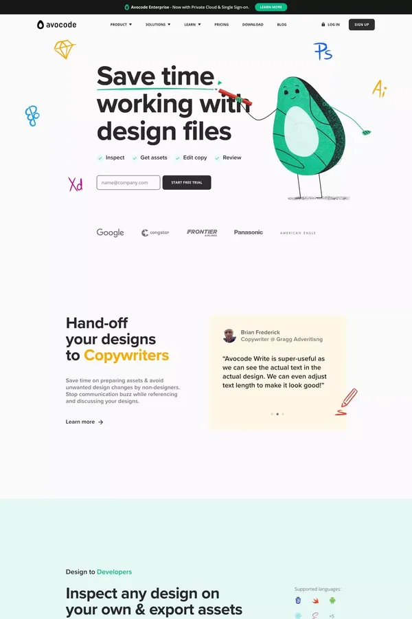 Avocode App - Collaborate on Design Files with Anyone - Landing design inspiration