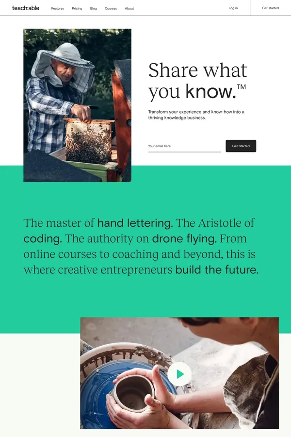 Teachable: Create and sell online courses and coaching - Landing design inspiration