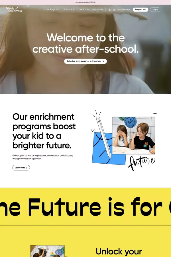 Minds of Tomorrow | Enrichment programs - Landing design inspiration