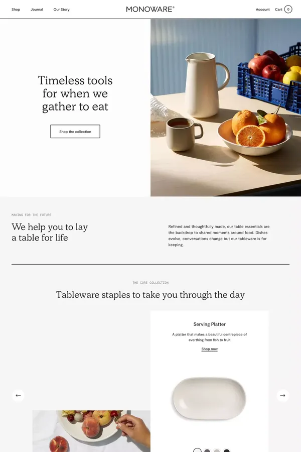 Monoware | Tableware & Home Goods - Ecommerce design inspiration