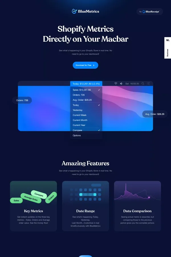 BlueMetrics - Landing design inspiration