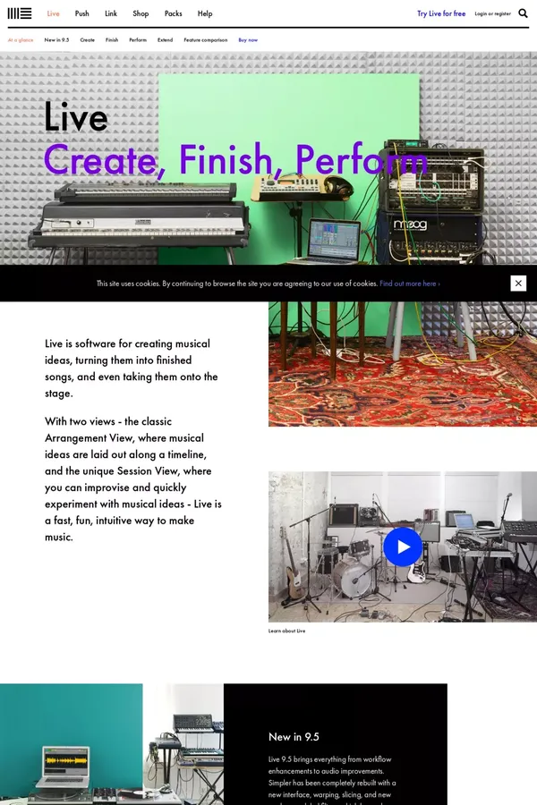 Live by Ableton - Landing design inspiration