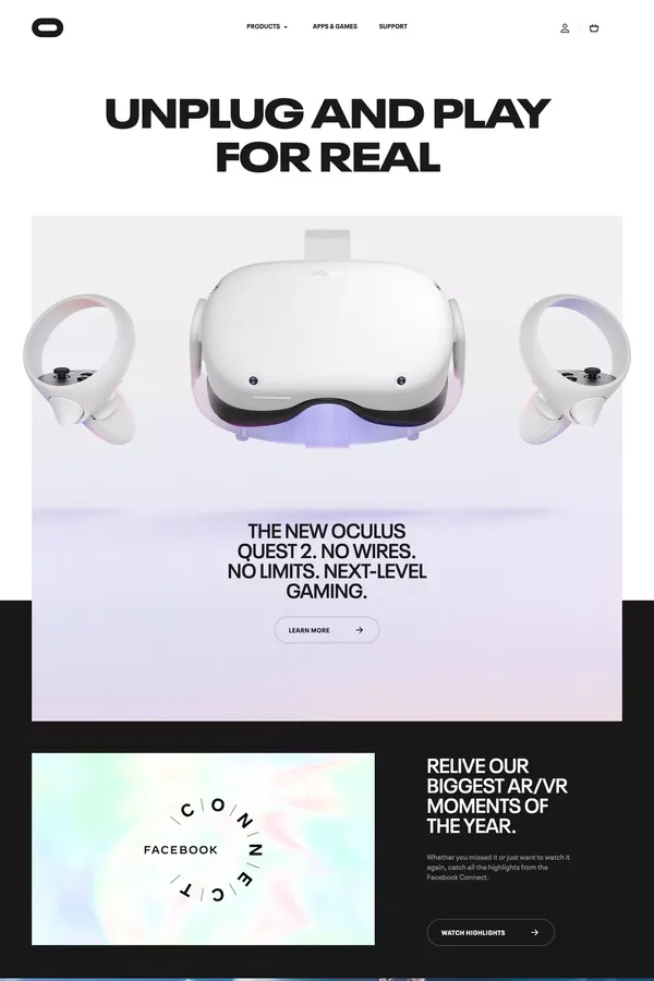 Oculus | VR Headsets & Equipment - Landing design inspiration