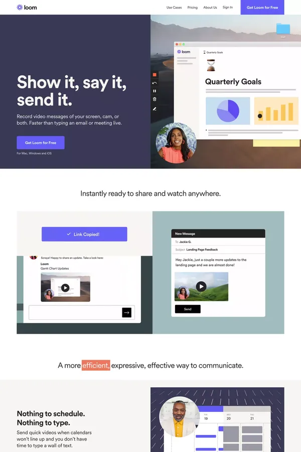 Loom: Video Messaging for Work - Landing design inspiration