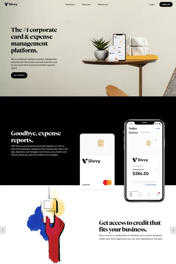 Divvy | Expense Management & Business Budgeting Software - Landing design inspiration